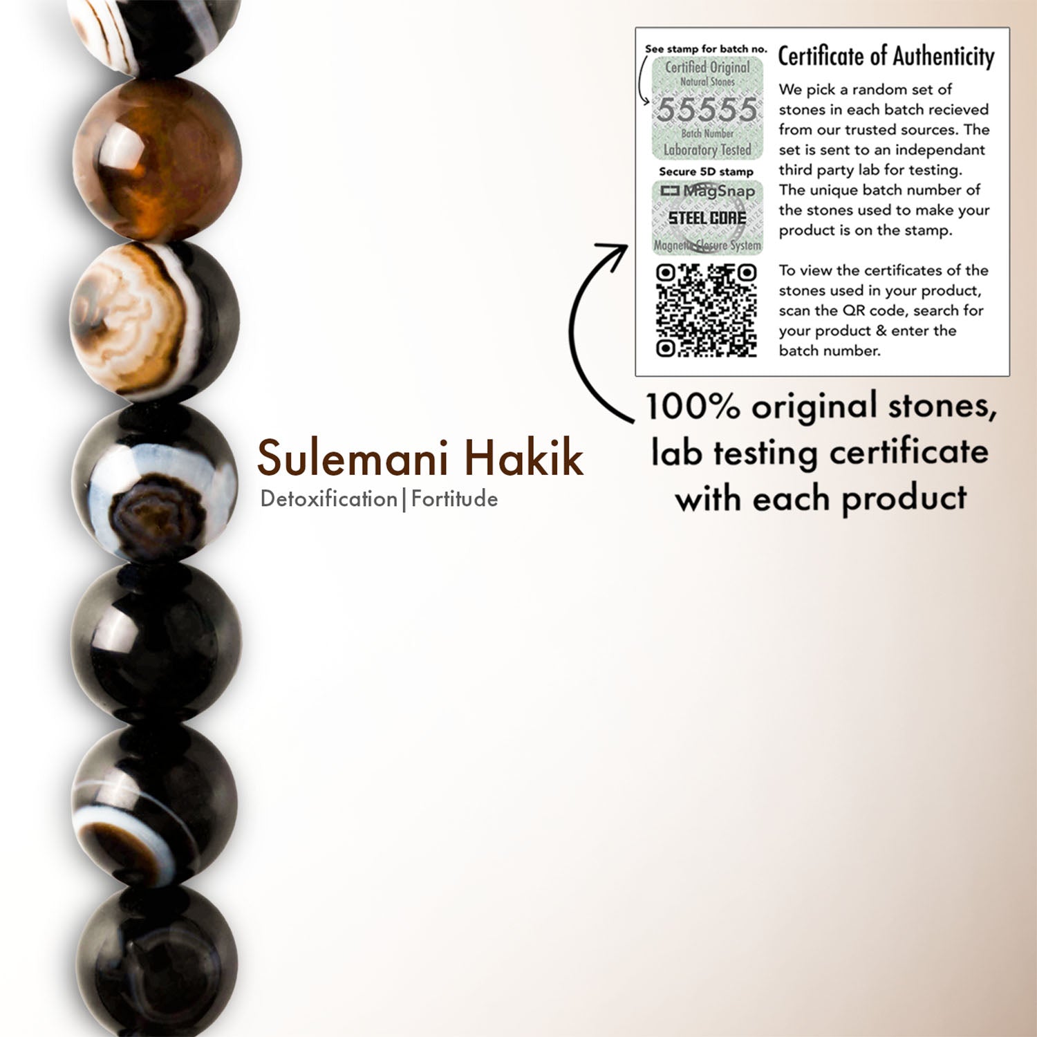 Resonant Sulemani Hakik Natural Stone Bracelet with MagSnap2