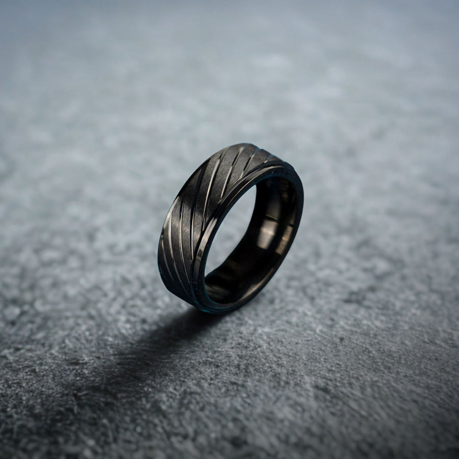 Riven Black Band Ring