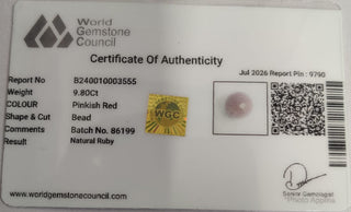 Ruby Stone lab certificate 9