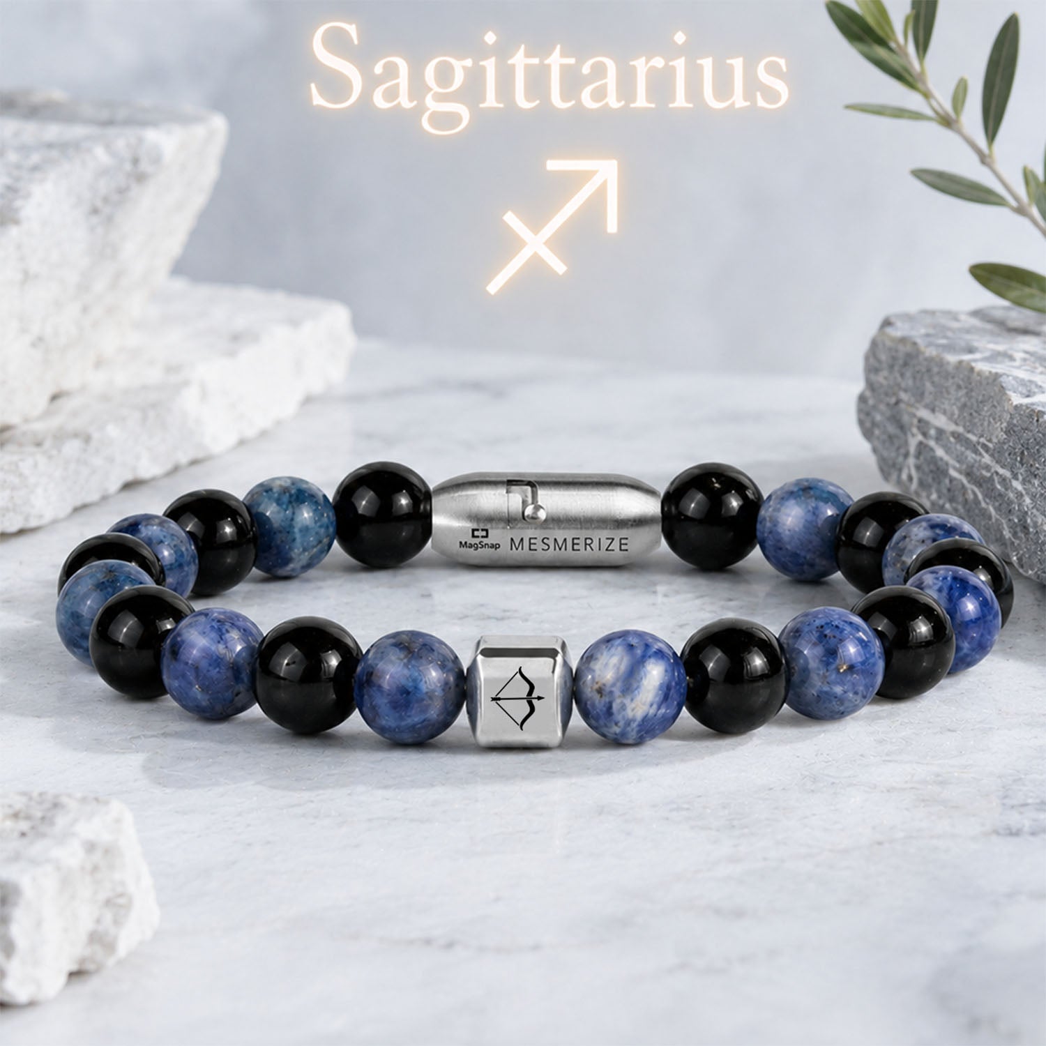 Sagittarius (Dhanu) Zodiac Stone Bracelet with MagSnap 4