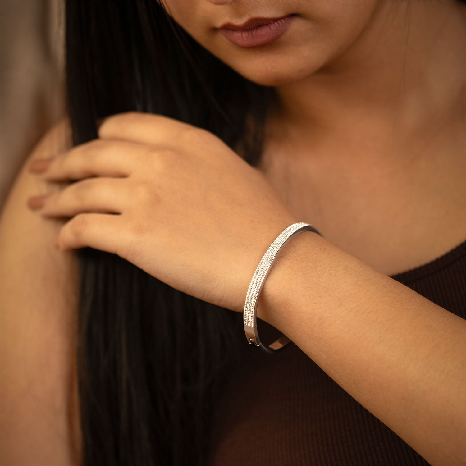 Sienna Diamond Kada Bracelet Silver