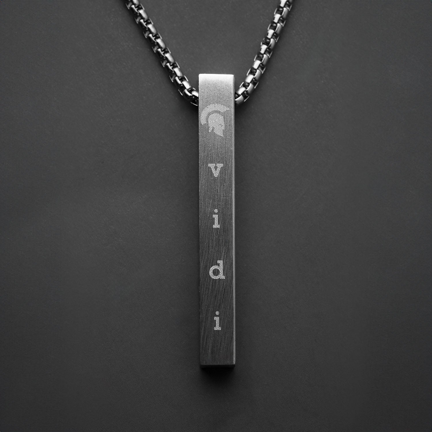 Silver Conquer Motivational Bar Necklace