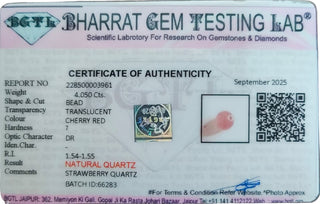 Strawberry Quartz lab certificate 7