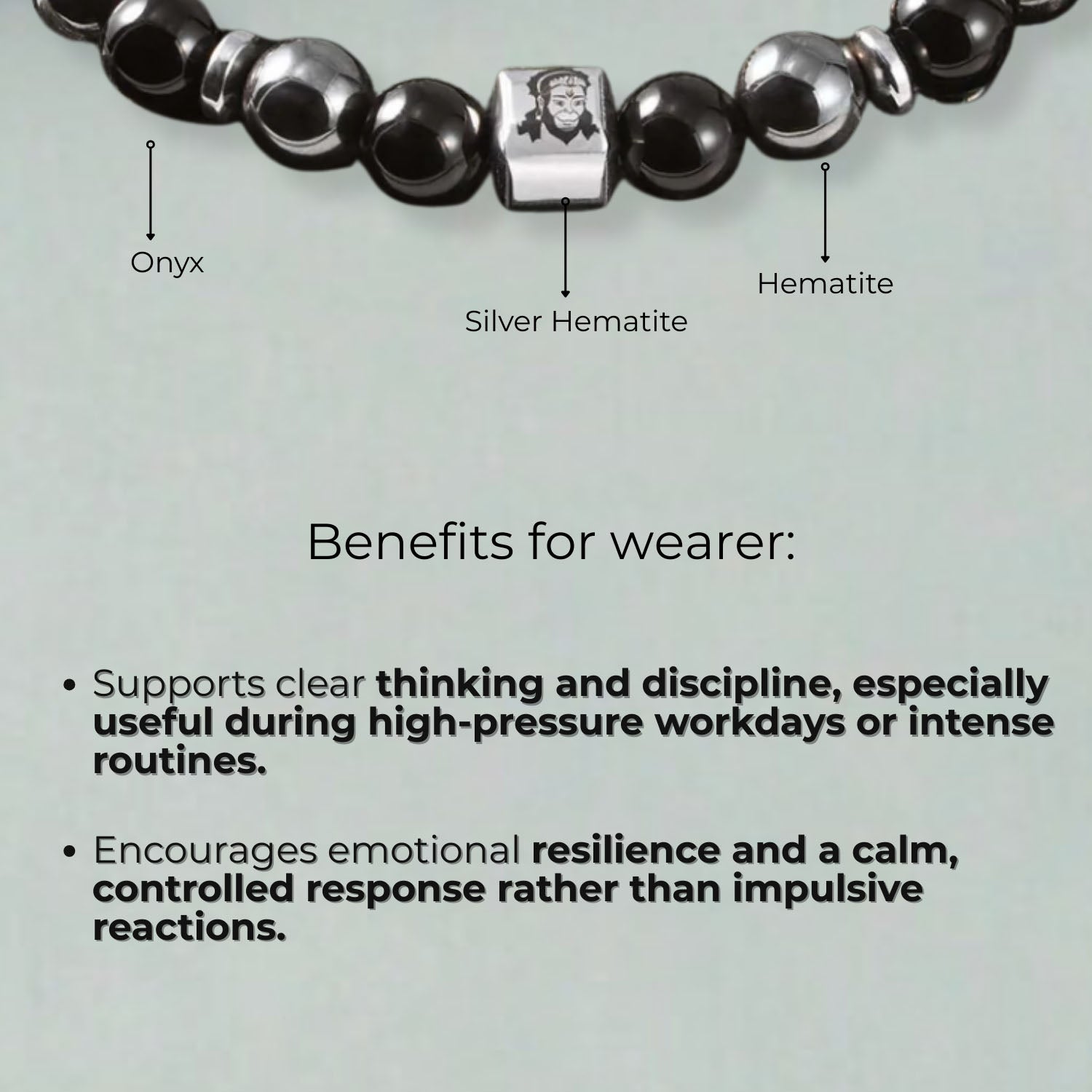Power Hematite Hanuman Natural Stone Bracelet with MagSnap2