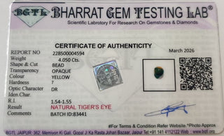 Tiger Eye lab certificate 10