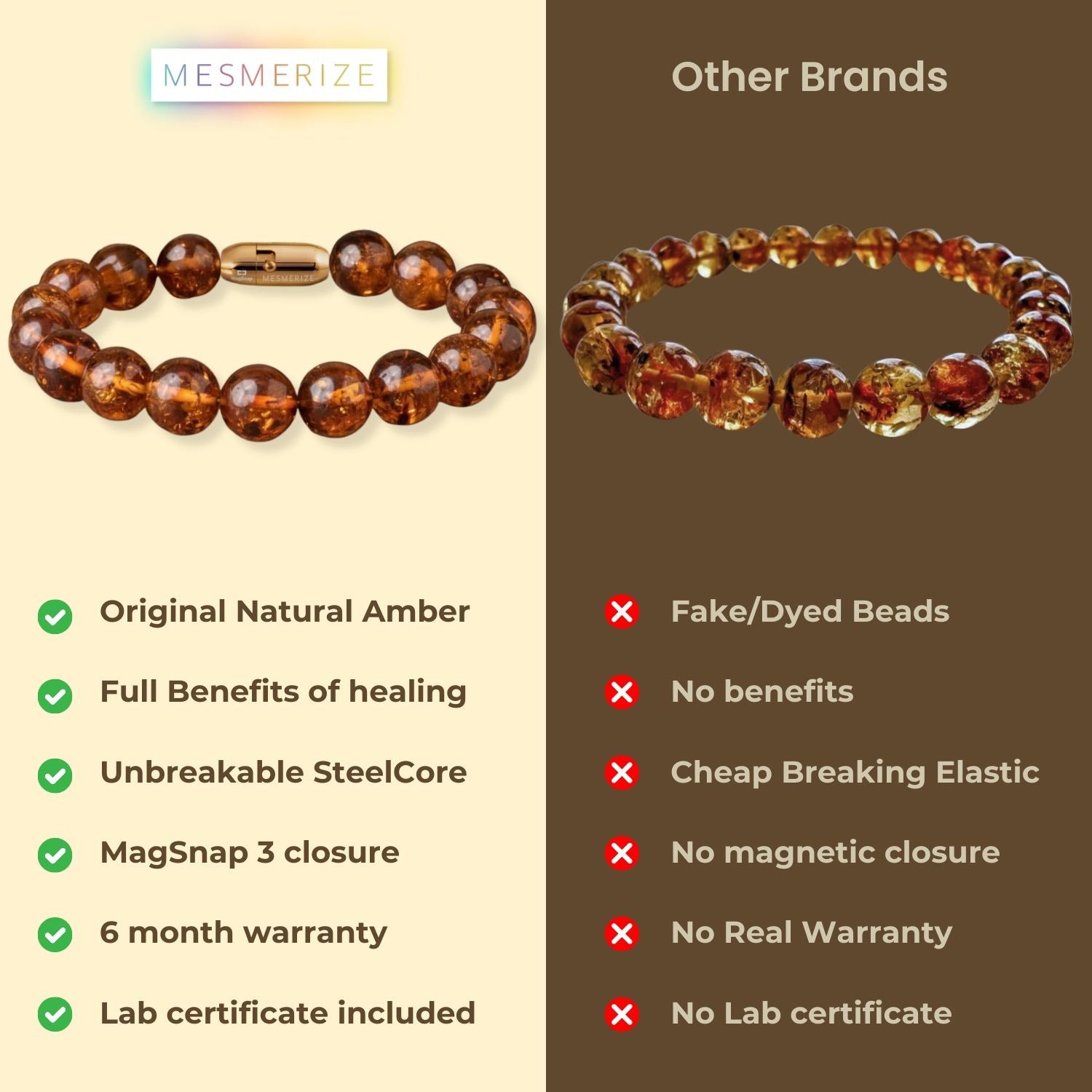 Celestial Warmth Amber (Kahruwa) Natural Stone Bracelet with Magsnap2