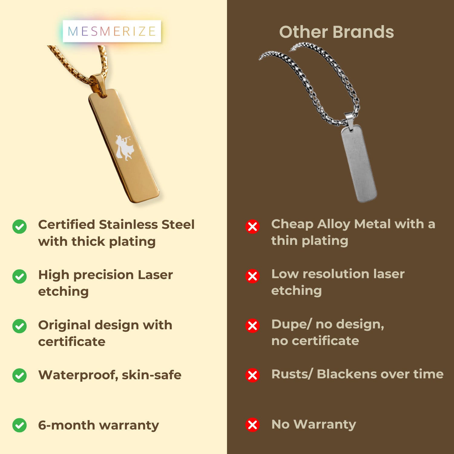 Krishna Mini Tag Necklace Silver