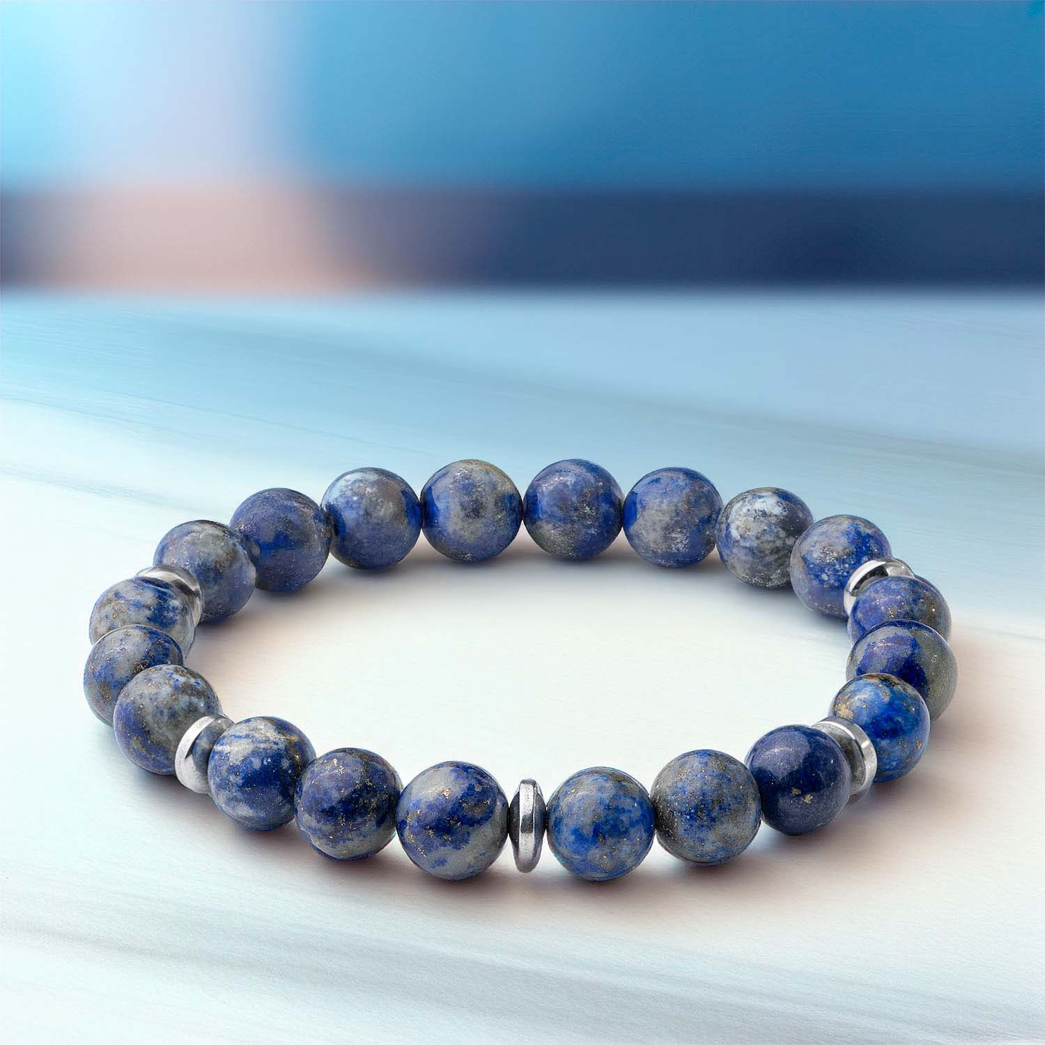 Natural Stone Jewellery Wisdom Lapis Natural Stone Elastic Bracelet