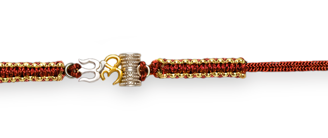 Om Trishul & Damru Pure Silver Plated Rakhi