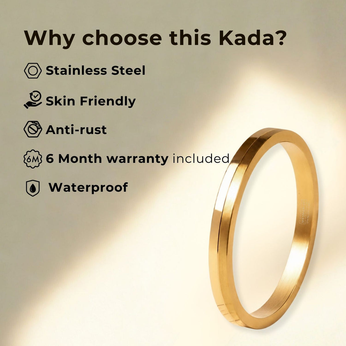 Dual Tone Gold Thick Kada