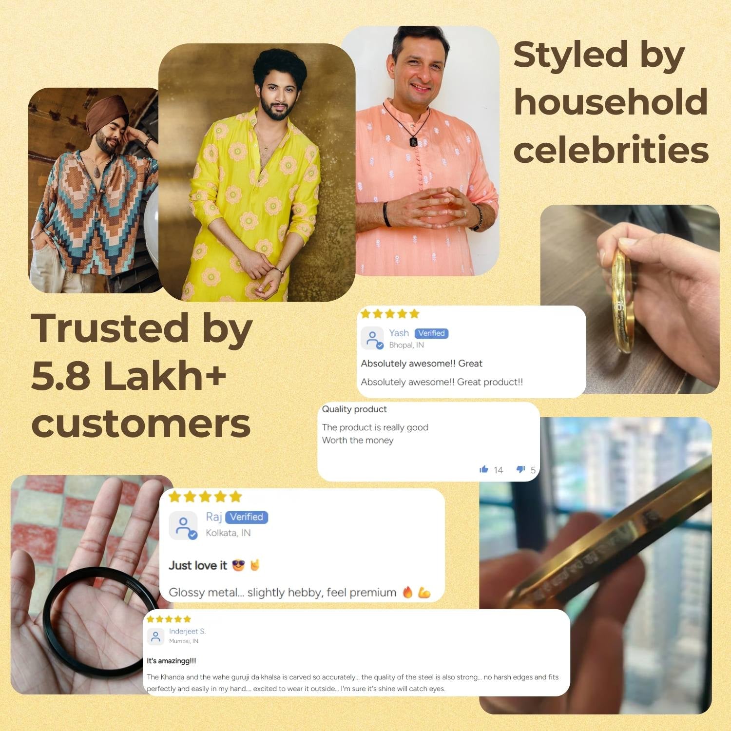 Round Flat 108 Ik Onkar Kada Gold