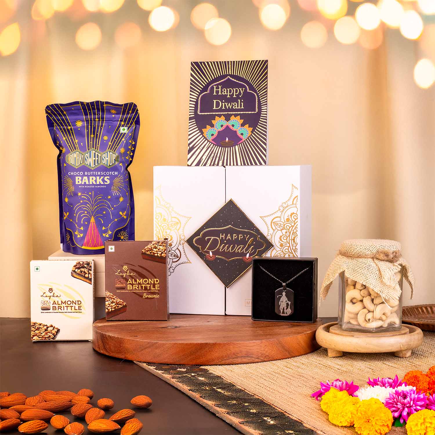 Black Hanuman Chalisa Tag Necklace+Salted Cashew+Butterscotch Barks+Chocolates