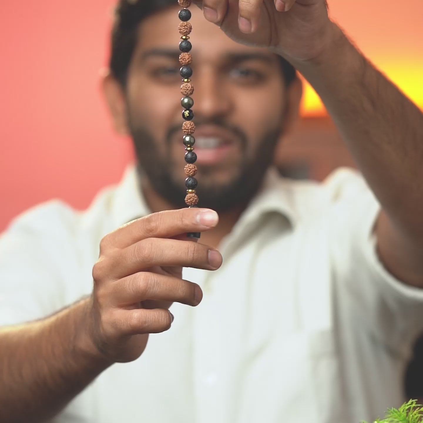 Natural Stone Jewellery Spiritual Rudraksh Natural Stone Pyrite Om Bracelet with Magsnap